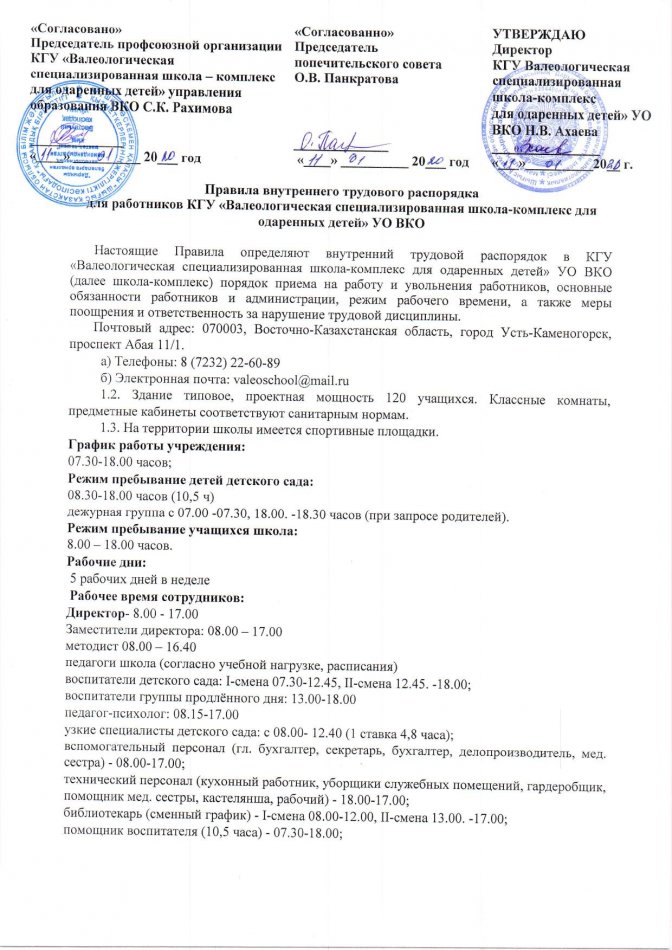 Правила внутренего распорядка