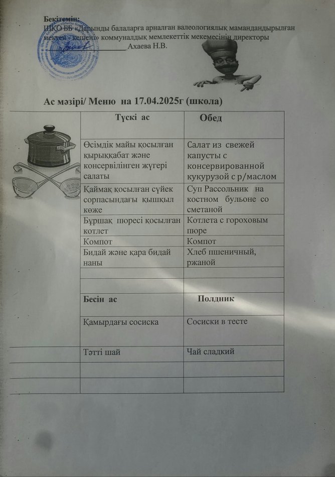 Меню на 17.04.2025г