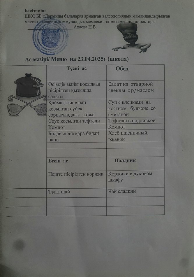 Меню на 23.04.2025г